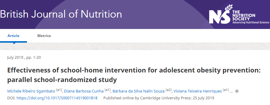 Effectiveness of school-home intervention for adolescent obesity prevention: parallel school-randomized study